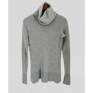 Saks Fifth Avenue 100% Cashmere Knitted Pullover Turtleneck Sweater Gray Size Me